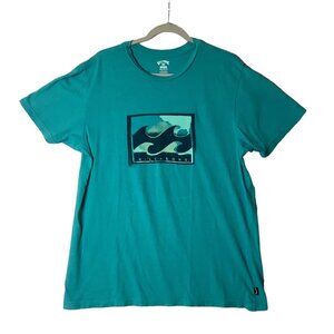Billabong‎ Team Wave Tee T-Shirt Men Large Aqua Blue 100% Cotton Surfer Beach